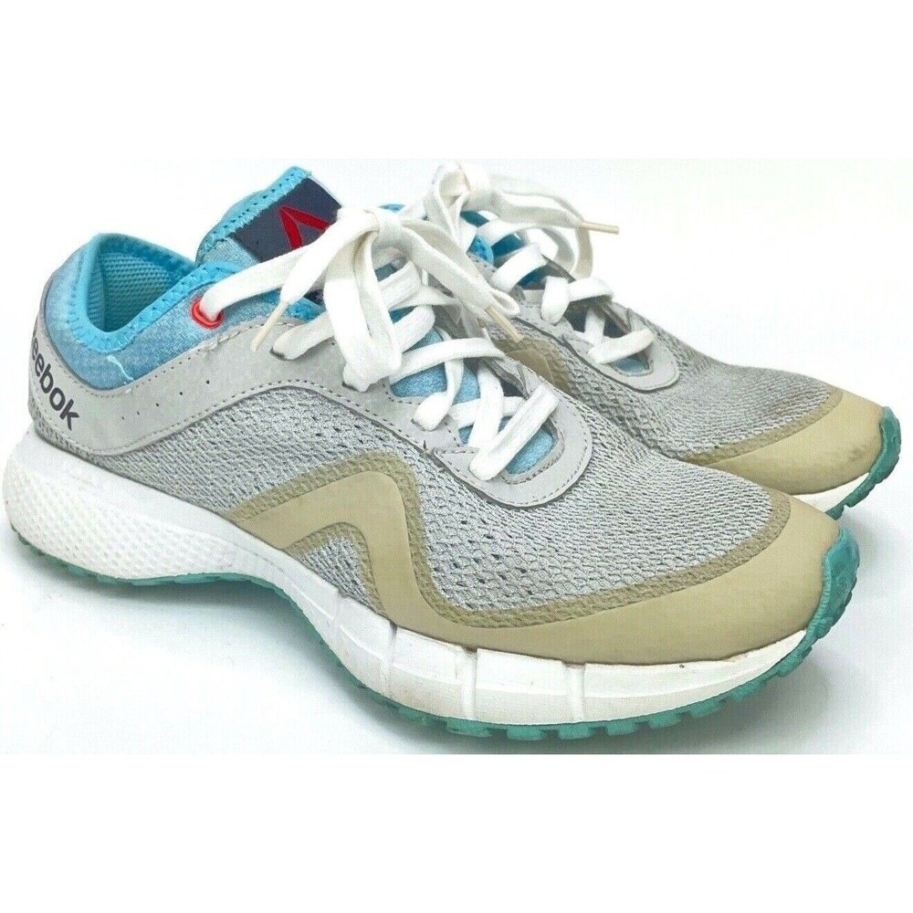 Reebok Gray Lace Up Sneakers Moving Air Blue Soles Shoes Women Size US 7 EU 37.5